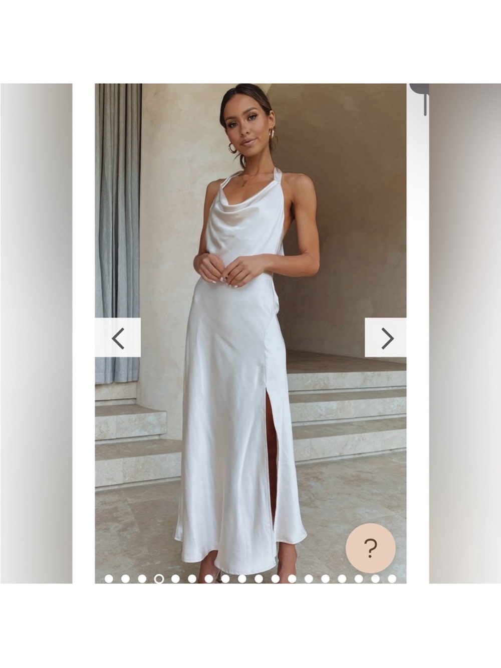 Cowl Neck Halter Satin Maxi Dress in Champagne